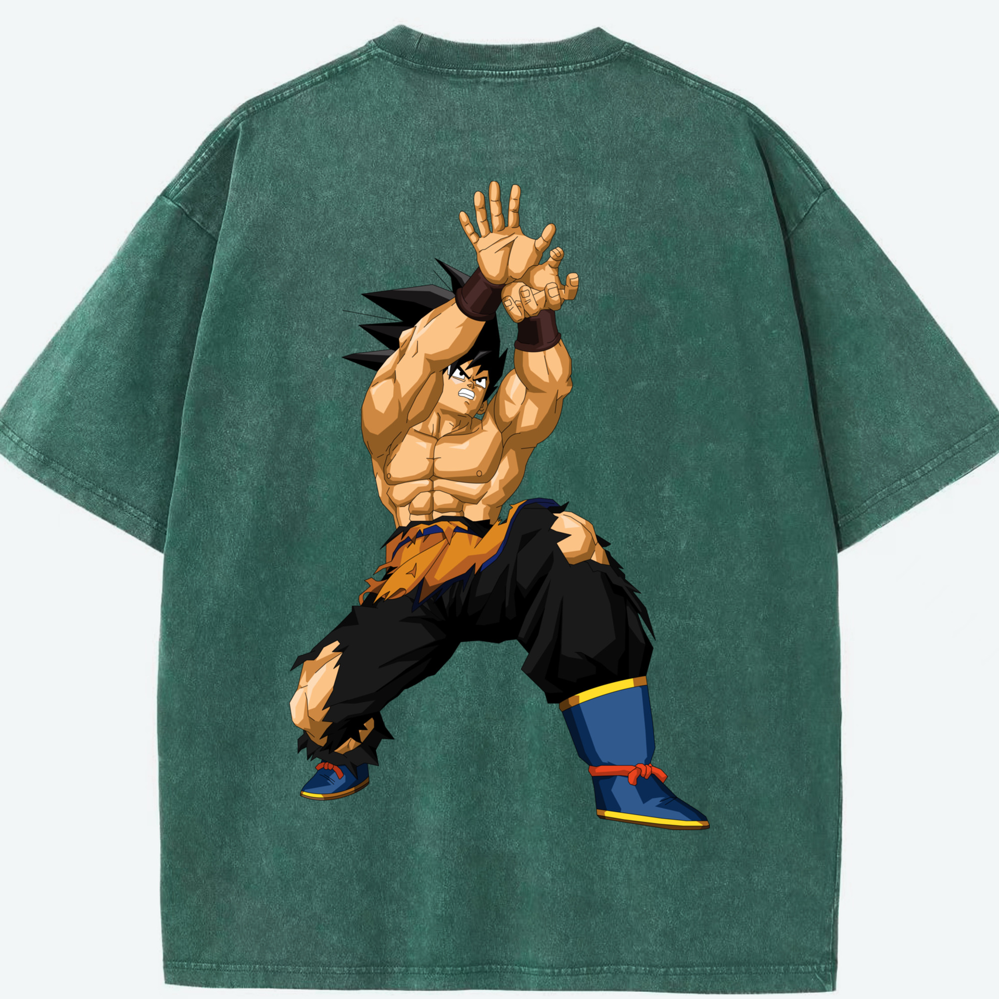 （画像用） ドラゴンボール 孫悟空（そん ごくう）Son Goku カカロット DRAGON BALL Kakarotto 綿100% ヴィンテージ風 半袖Tシャツ（背面プリント）